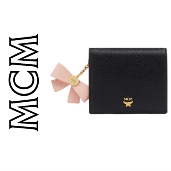 MCM Handbags - MCM Black Mina Bow Charm Two Fold Leather Wallet